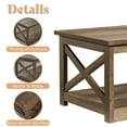 thumbnail image 4 of LUXOAK 3-Piece Farmhouse Table Set, Coffee Table & Two End Tables with Charging Station, Barnwood, 4 of 8