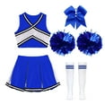 thumbnail image 3 of Aislor Robe de Cheerleading pour Filles Enfants Tenue d'Uniforme de Cheerleader et Couvre-Chef Ensemble de Chaussettes à Pompons Bleu Ciel Complet 14, 3 of 5
