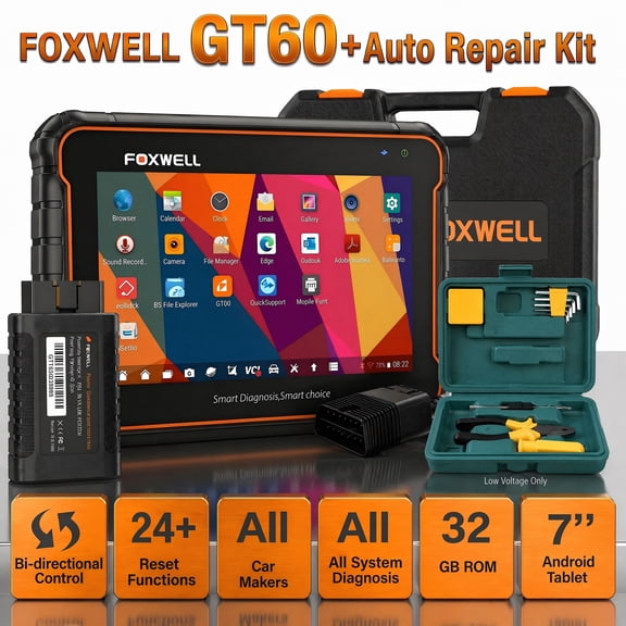【Combination Pack】FOXWELL GT60 Auto Repair Kit (Auto Repair Kit No Wireless Functionality) Bidirectional OBD2 Scanner Auto Diagnostic Scan Tool