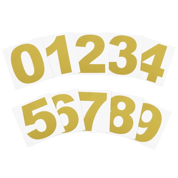Uxcell 4 Inch Reflective Number Stickers 0-9, 2 Set Vinyl Mailbox Number Self-Adhesive, Gold