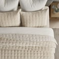 thumbnail image 2 of EVERGRACE Pearl Velvet Quilt King Size Bedding Sets, Luxurious Soft Velvet Comforter Set, Lightweight Box Stitching Oversized Bedspread Coverlet for All Season, with 2 Shams, Birch, 2 of 8