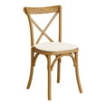 thumbnail image 4 of Canvas Tie Back Cross Back Chair and Bar Stool Seat Cushion in Ivory Linen, 4 of 5