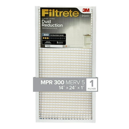 Filtrete 14x24x1, MERV 5, Dust Reduction HVAC Furnace Air Filter, 300 MPR, 1 Filter