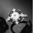 thumbnail image 4 of Dreamofdazzles Jewels 2.00Ct Round Cut Diamond & Sapphire Engagement Wedding Band Ring 14K White Gold Plated 925 Sterling Silver For Women's -5.5, 4 of 4