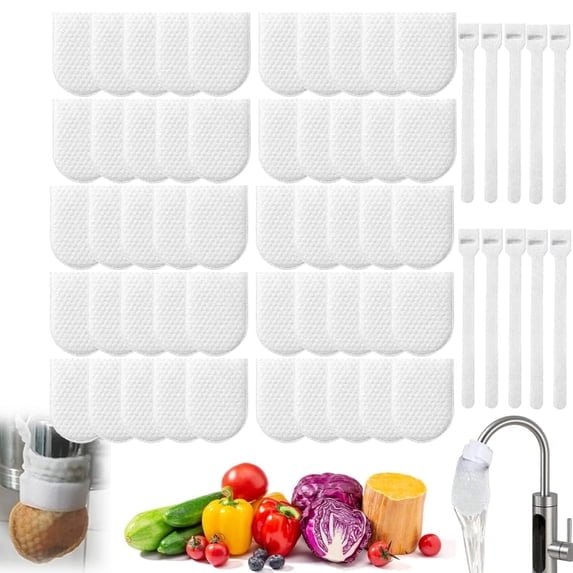 40pcs Faucet Filter Cotton Bag Faucet Filter Cotton Bag with Sediment Barrier,Cotton Filter Bag Kitchen Bathroom Replacement Sink for Faucet(with 2 bandages)