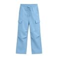 thumbnail image 5 of Bixock Boys Sweatpants High Waist Cargo Pants Kids Elastic Waist Drawstring Side Pocket Pleated Detail Fleece Lined Loose Fall Winter Sport Wear Size 14-15Years, 5 of 6