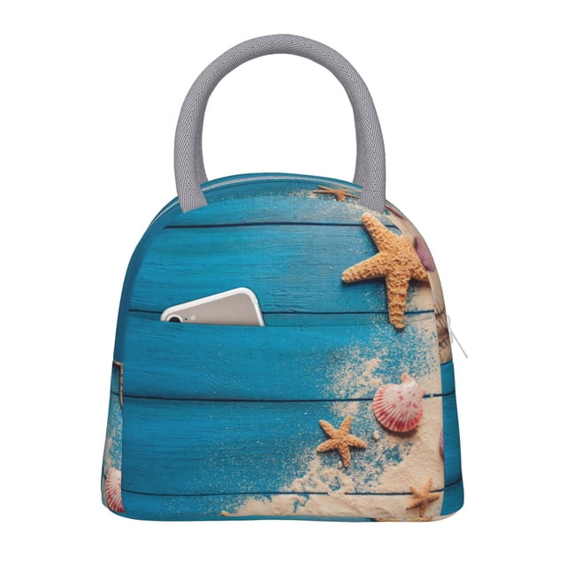 Balery Shells and Starfish Bolsa de Almuerzo para Mujeres, Caja de Almuerzo, Bolsa de Almuerzo Pequeña Impermeable, Tote de Almuerzo Reutilizable con Gran Capacidad