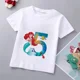 thumbnail image 3 of Camiseta de algodón con estampado de princesa sirena para niñas de la marca Disney, ropa de princesa Ariel, top de dibujos animados para niños de 1 a 9 años, regalo de cumpleaños para niños, 3 of 5