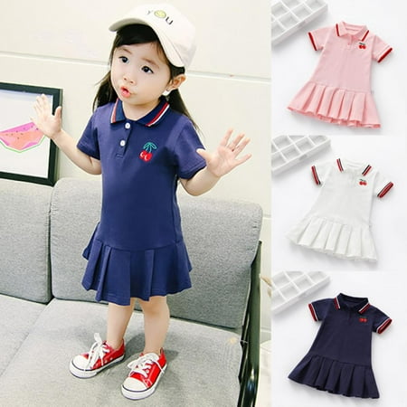 

Esho Toddler Baby Girls Sports A-line Dresses Short Sleeve Pleated Tennis Dress Summer Clothes 2-6Y