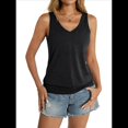 thumbnail image 1 of Camisetas Sin Mangas con Cuello en V y Banda Inferior para Mujer, Ropa Informal Holgada, Verano 2025, Color Negro, Talla L, 1 of 8