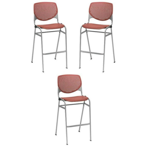 Home Square Plastic Stack Barstool in Coral Blue Finish - Set of 3