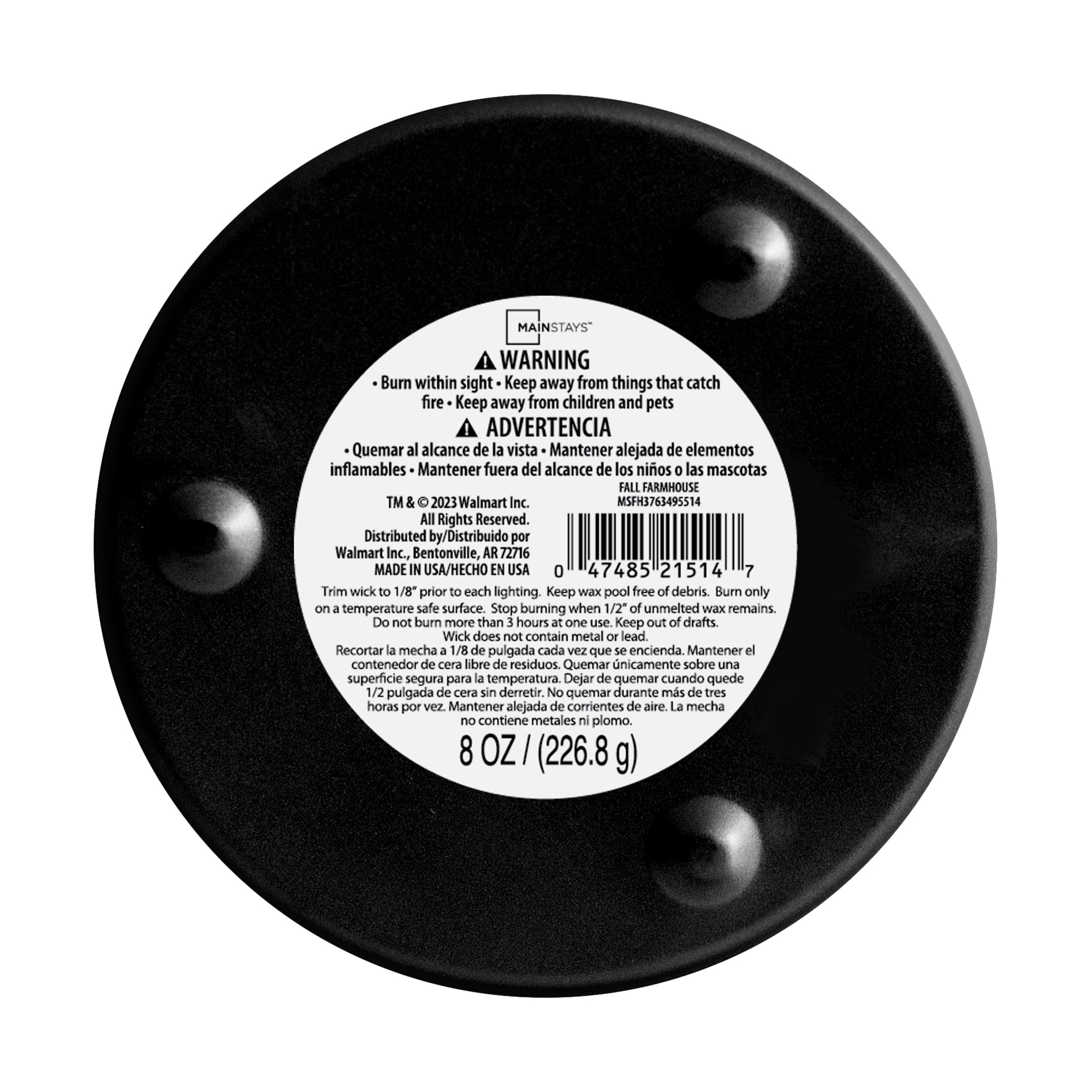 Mainstays 8oz Black Tin Candle, Fall Farmhouse