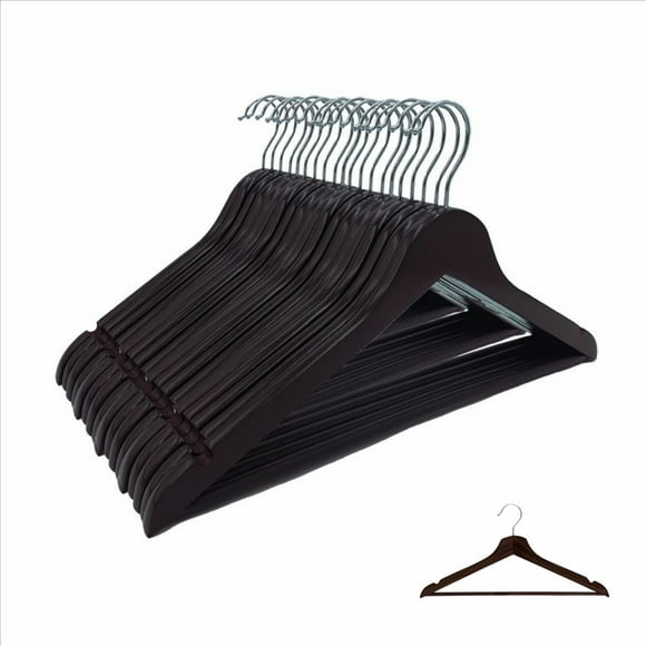 Ganchos para ropa Zomilux Madera Premium Perchas para Pantalones con Barra Antideslizante Gancho Giratorio 360° Caoba