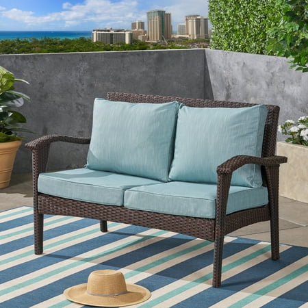 Pena Outdoor Patio Cushions For Loveseat Weather Resistant Deep Seating Teal With Piping