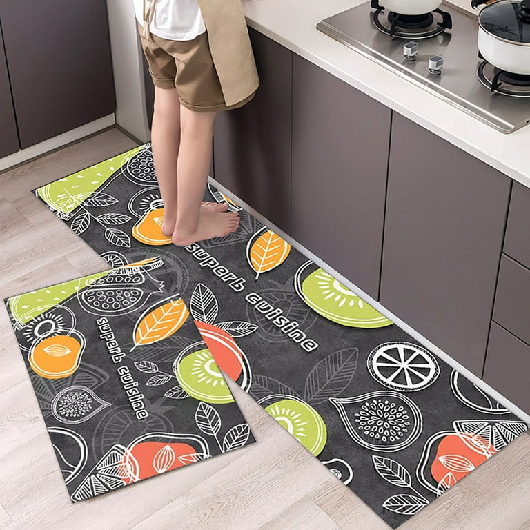 Hesroicy Kitchen Mat Nordic Style Cartoon Print Waterproof Non-Slip Comfort  Kitchen Floor Mats for Farmhouse