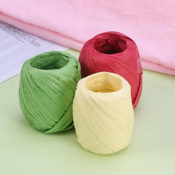 HAMPPLIES 3 Rolls Raffia Ribbon for Crafting Supplies Diy Crafts and Cup Decoration Projects in Multiple Colors