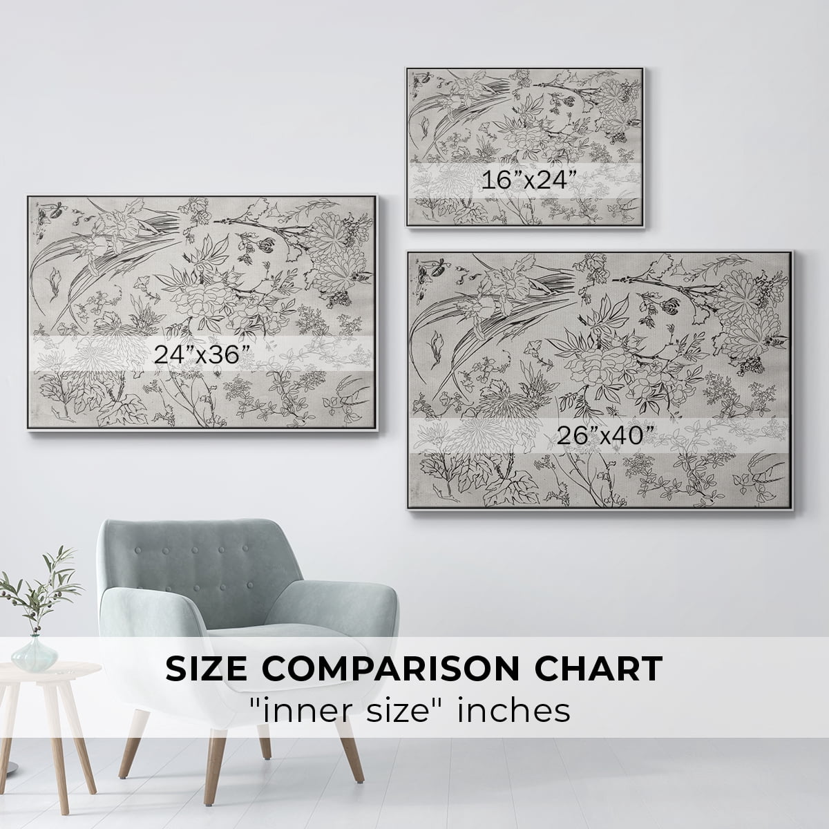 Vintage Abstract Print-XVI Framed in White Wood Gallery Wrapped Canvas 17 in. x 25 in.