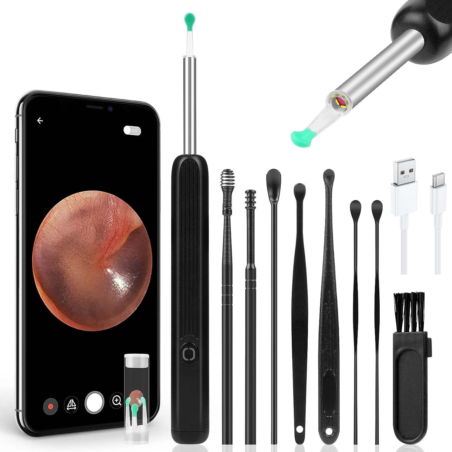 LOYATANK Ear Otoscopes, 1296P HD Wireless Ear Wax Removal Kit with