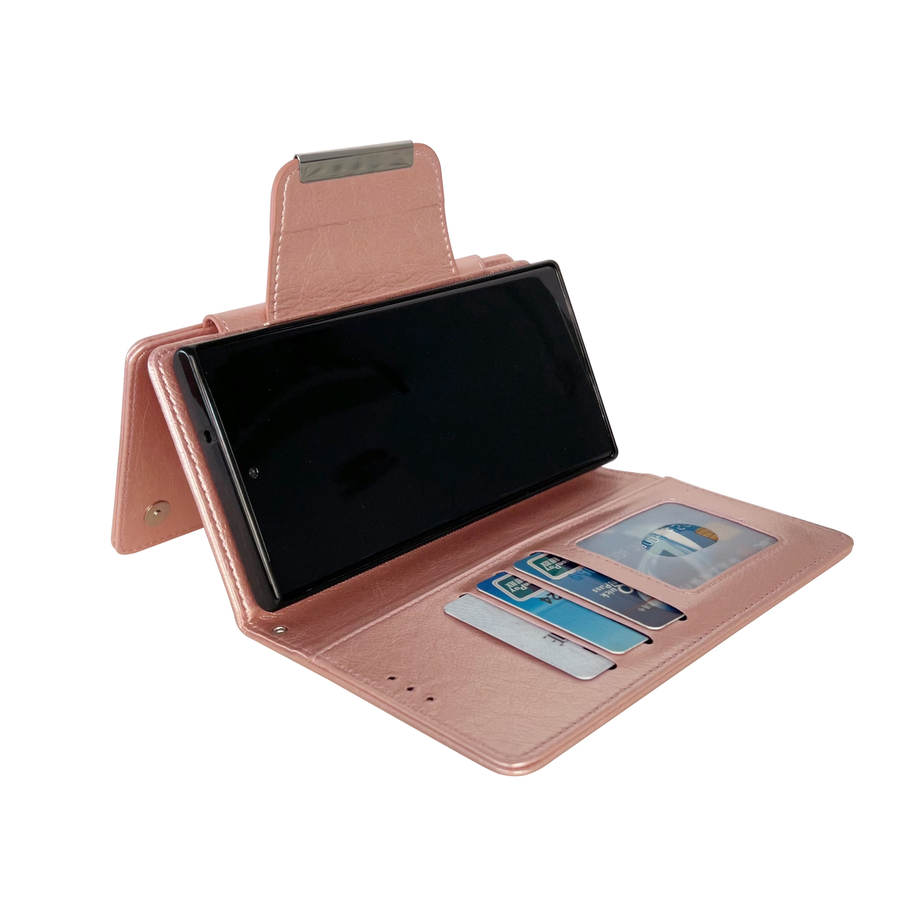 Designed For Samsung Galaxy S25 Wallet Phone Case,Detachable PU Leather Magnetic Flip,With Card Slots,Flip Folding Kickstand,Heavy Duty Anti-fall Shockproof Rugged Phone Case,Rosegold
