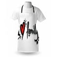 thumbnail image 3 of Family Apron I Heart Family Stylized Writing Pictogram Style Artwork with Dots Happiness, Unisex Kitchen Bib Apron with Adjustable Neck for Cooking Baking Gardening, Black Red White, by Ambesonne, 3 of 3