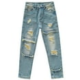 thumbnail image 3 of SILVERCELL 5-13T Kids Boys' Vintage Ripped Straight-Leg Jeans Destroyed Distressed Washed Denim Jeans Casual Streetwear Long Pants, Sizes 5-13 Years, 3 of 7