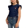 thumbnail image 2 of Auroural Toddler Girls Tank Top 5T Toddler Girls Clothes 4T-5T Girls Ruffle Sleeve Drawstring Crop Tops with Cute Embroidery - Casual Summer T-Shirt for Kids 2-10 Years, 2 of 7