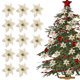 thumbnail image 1 of Juego de 24 púas de flores de Pascua doradas para adornos de árbol de Navidad, 1 of 6