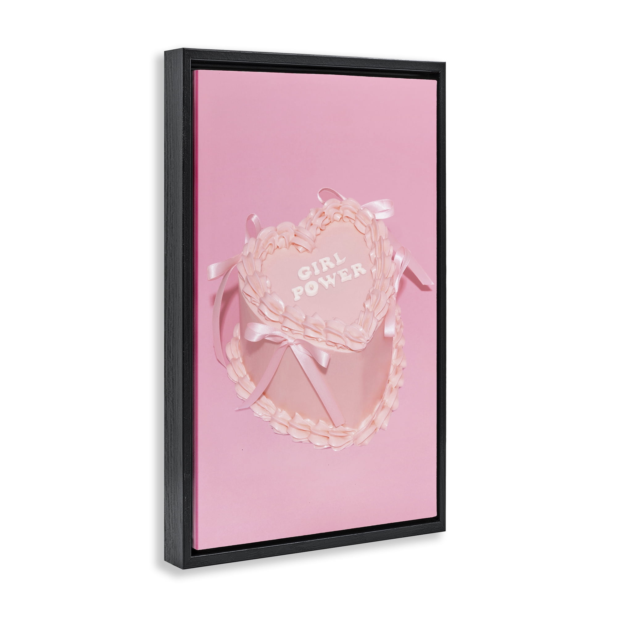 Stupell Industries Pink Girl Power Cake Food & Beverage Painting Black Floater Framed Art Print Wall Art, 21 x 31