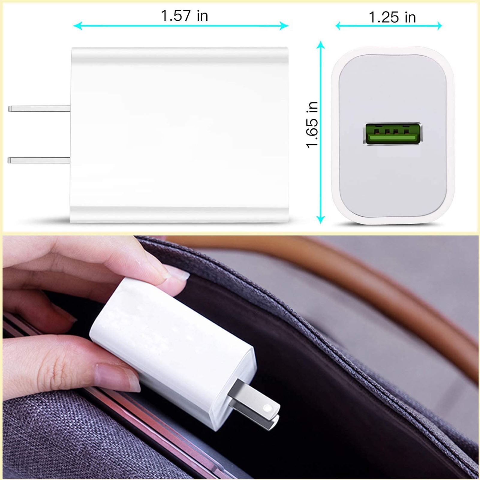 USB Charger , Wall Charger and a Charging Cable Compatible with iPhone , iPad, iPod Touch, iPods, android