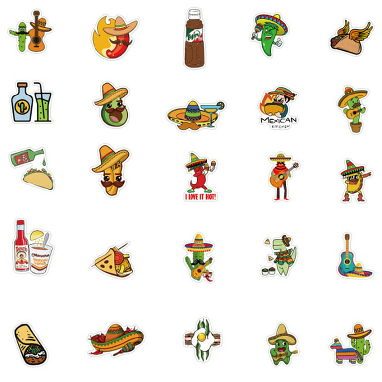 Buytra Mexican Style Food Stickers For Car Laptop Guitar Skateboard Diary  Sticker*50 