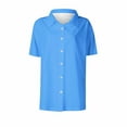 thumbnail image 4 of JURANMO 2025 Blouses for Women Dressy Casual Button Down Shirts Loose Plus Size Short Sleeve Shirt Comfy Summer Tops Tees Sky Blue L Prime Sales Today, 4 of 5