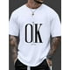 thumbnail image 1 of Men's Geometric Print Casual T-Shirt - Breathable Summer Round Neck Tee with Bold 'OK' Letter Design, Regular Fit for Gym, Office & Casual Attire, Elegant Craftsmanship, Casual Sporty Tee, 1 of 6
