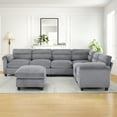 thumbnail image 2 of Bonzy Home Convertible Sectional Sofa Couch for Living Room With Ottoman Grey, 2 of 7