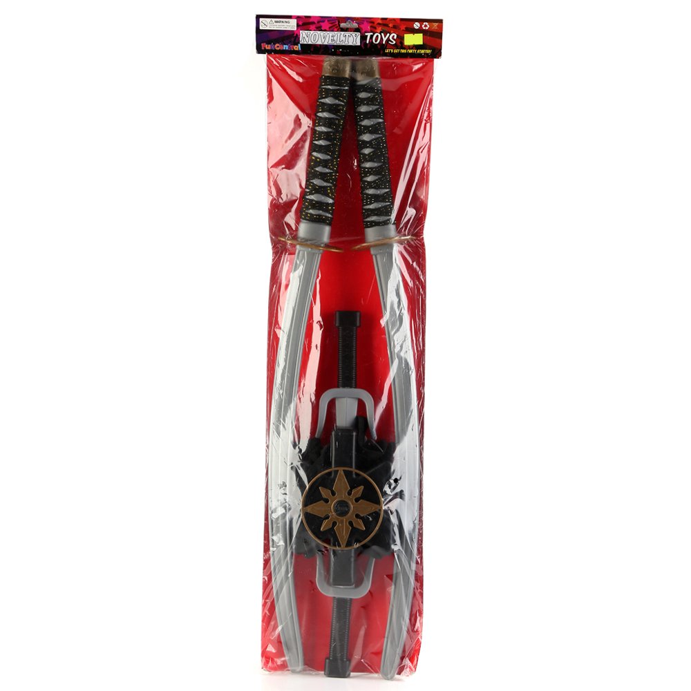 Fun Central (BC752) 1 pc Ninja Double Sword Toy Weapon Set, Ninja Sword