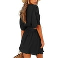 thumbnail image 2 of Women's Skirt Set Summer Lounge Beach 2 Piece Sexy Outfit Wrap Skirt and Top Lounge Travel Set Half-Sleeve V-Neck Crop Top High-Waisted Slit Dress Black, 2 of 7