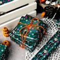 thumbnail image 4 of Halloween Wrapping Paper, Day of The Dead Wrapping Paper, Vibrant Mexican Cat Skeleton Flower Green Gift Wrap for Birthday, Holiday Decoration,October，Christmas Nightmare (17 Inch X 33 Feet), 4 of 14