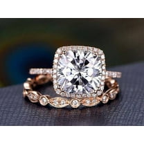 Art deco 2.55 Ct Moissanite Diamond Halo Wedding Ring Set with 18k Gold Plating