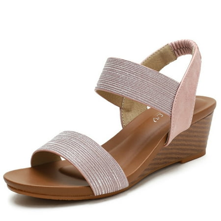 

OMILAIY Sandals For Women Platform Wedge Sandals Open Toe Shos For Women Concise Casual Summer Womens Shoes Pink Size 8.5