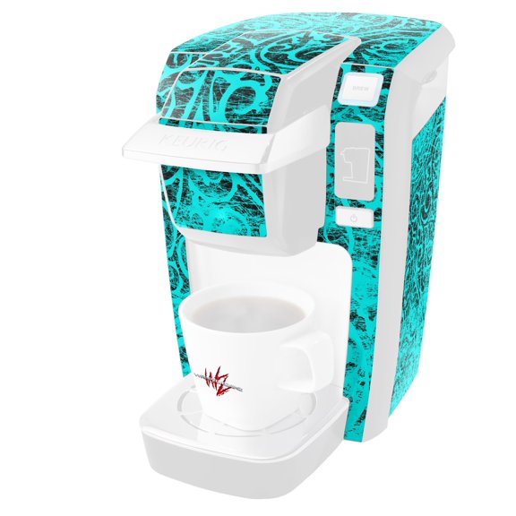 Folder Doodles Neon Teal - Decal Style Vinyl Skin fits Keurig K10 / K15 Mini Plus Coffee Makers (KEURIG NOT INCLUDED)