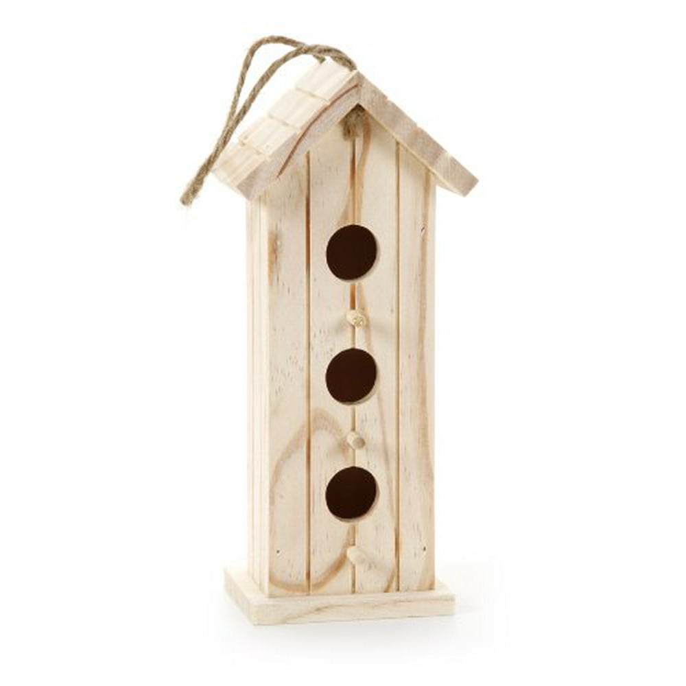 Darice Unfinished Wood Natural Bird House, 9Inch
