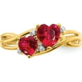 thumbnail image 3 of 14K Yellow Gold Lab Created Ruby And Diamond Double Heart Ring (Size 7) Made In India rm5765-cru-001-ya, 3 of 5
