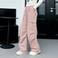 thumbnail image 4 of Girls Parachute Pants Teens Wide Leg Cargo Pants Dance Streetwear Baggy Trousers with Pockets Cottons Cargo Pants for Kids 9Y, 4 of 5