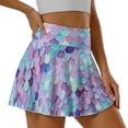 thumbnail image 3 of Xoenoiee Colorful Mermaid Scales Print Women's High Waisted Tennis Skirts Pleated Athletic Golf Skorts with Built in Shorts for Workout Running Pickleball, M, 3 of 6