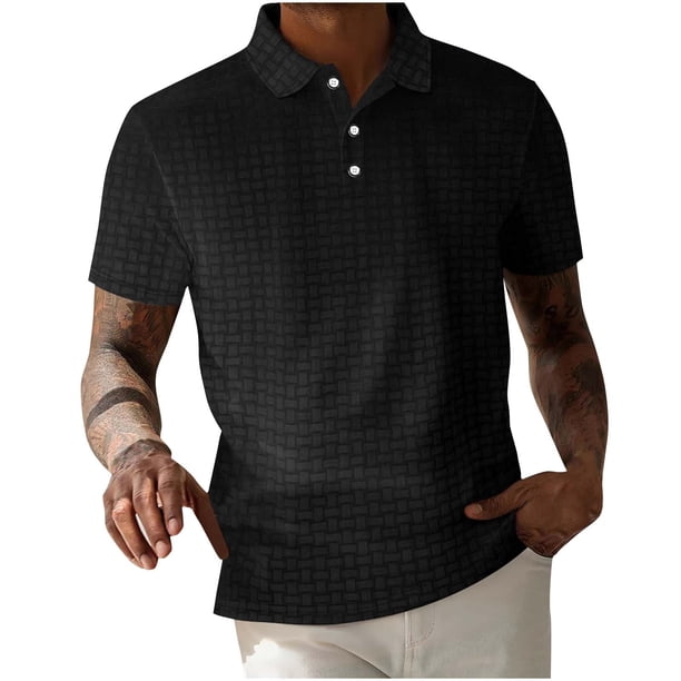 Blusa de Manga Corta Hombres Versátil Moda Color Sólido Botón Cuello de Vuelta, Camisa Casual Ligera para Diario