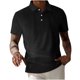 thumbnail image 1 of Blusa de Manga Corta Hombres Versátil Moda Color Sólido Botón Cuello de Vuelta, Camisa Casual Ligera para Diario, 1 of 3