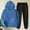 Blue, variant on Caywon Women's Fashion Casual Solid Color Hooded Sweatshirt with Pockets Cuffed Sweatpants 2-Piece Set (1 Top 1 Pants) Loose Fit Round Neck Long Sleeve for Daily Leisure