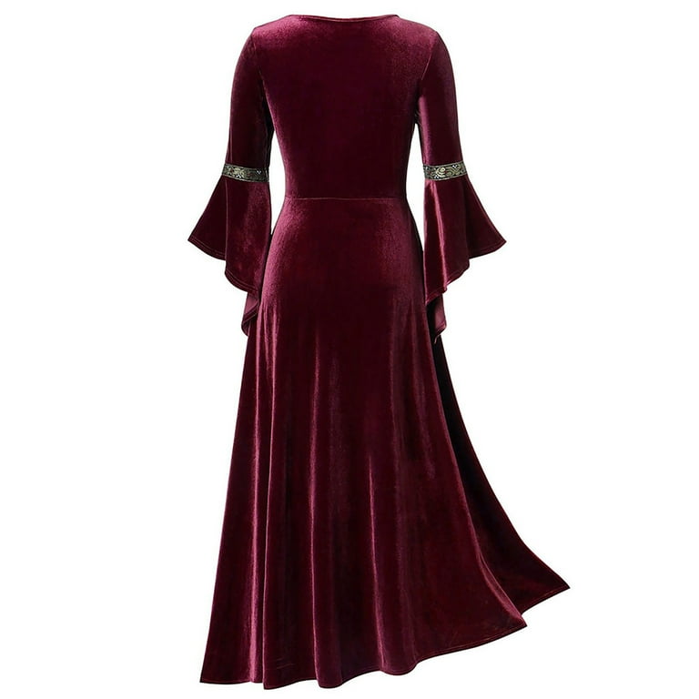 Hvyesh Halloween Clearance Gothic Vintage Dress for Women Trumpet