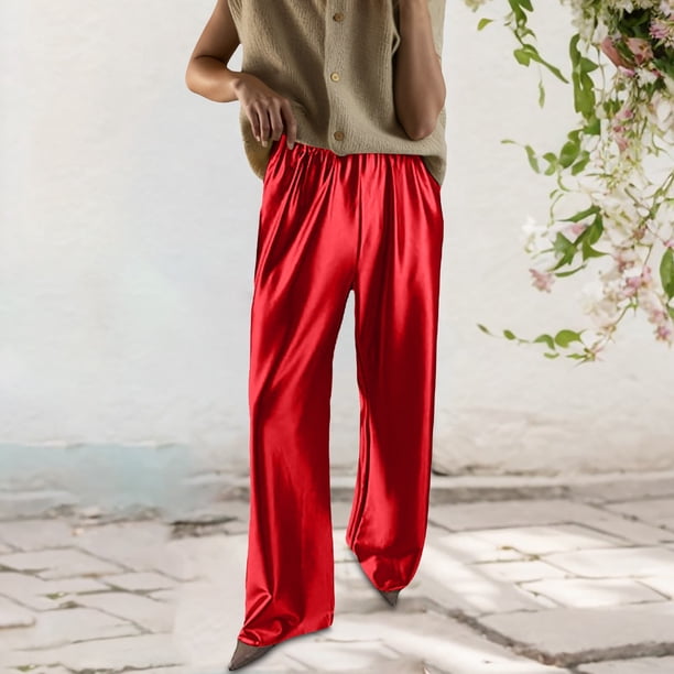 WILLBEST Pantalones Casuales de Mujer, Cintura Alta, Corte Holgado, Cómodos, Pierna Recta y Suelta, Ideales para Todas Las Estaciones, Atuendo Elegante para Uso Diario. Grande
