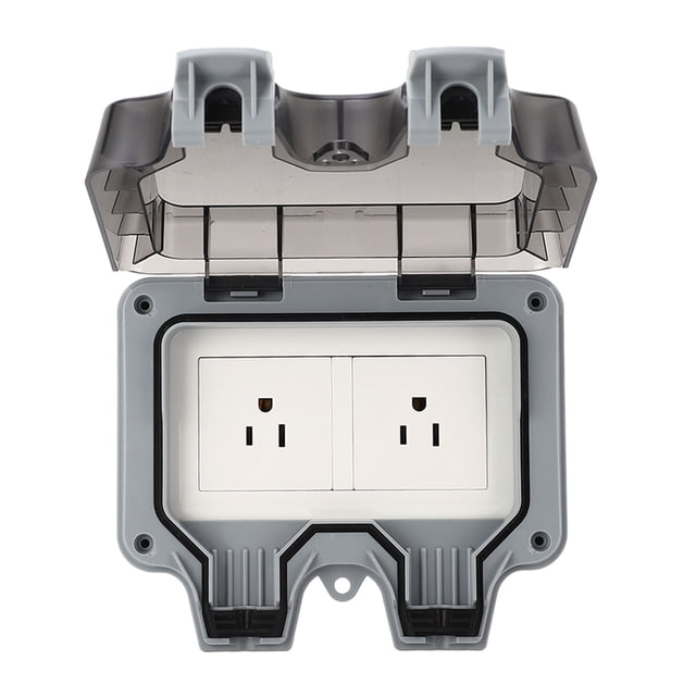 Waterproof Wall Power Socket, 15A IP66 Outdoor Waterproof Power Outlet US Plug 110V PC 2 Sockets for Factory