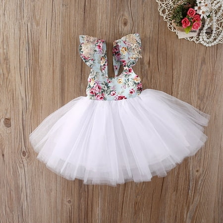 Newborn Dress Fashion Toddler Baby Girls Floral Dress Party Ball Gown Formal Dresses Sundress